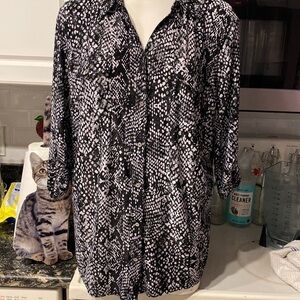 E womens Emily Daniels casual button down 3/4 sleeve plus size top 1X